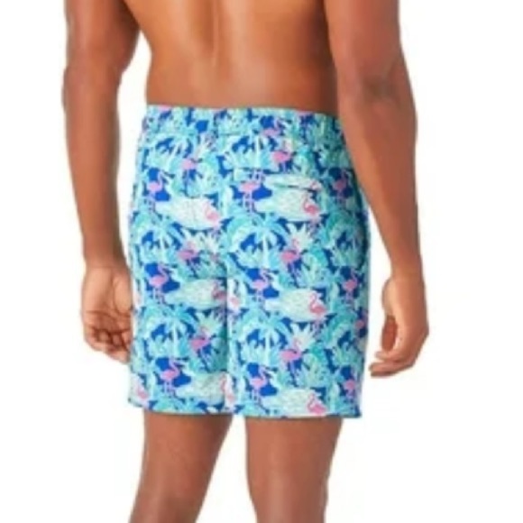 Men's Member’s Mark Resort Swim Trunk - Blue and Green 🦩 Flamingos Medium - Picture 4 of 10